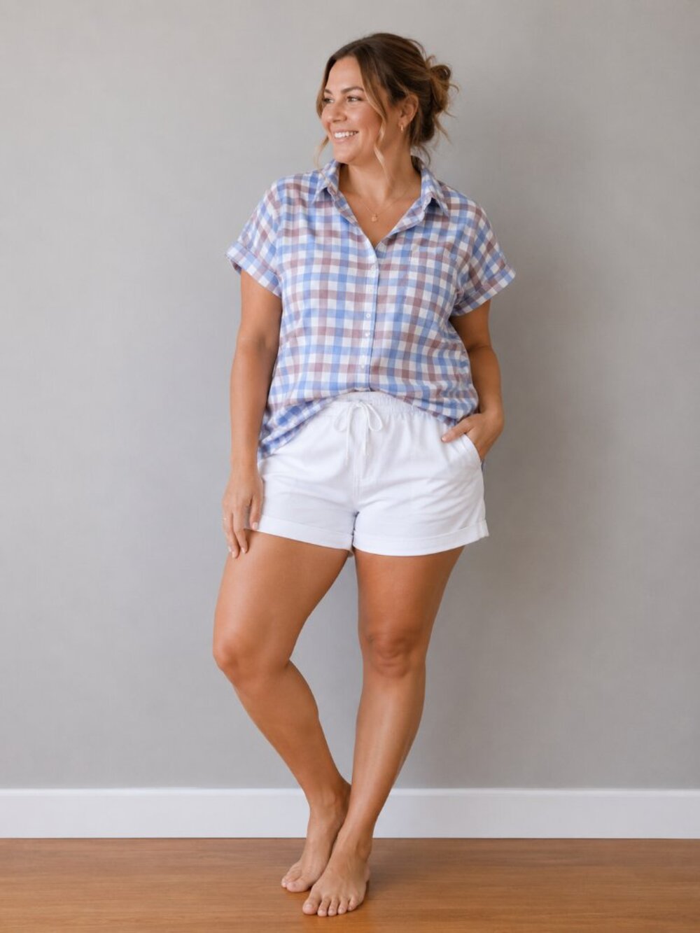 Market & Spruce Pastel Checkered Button Down Shirt - Cotton Blend